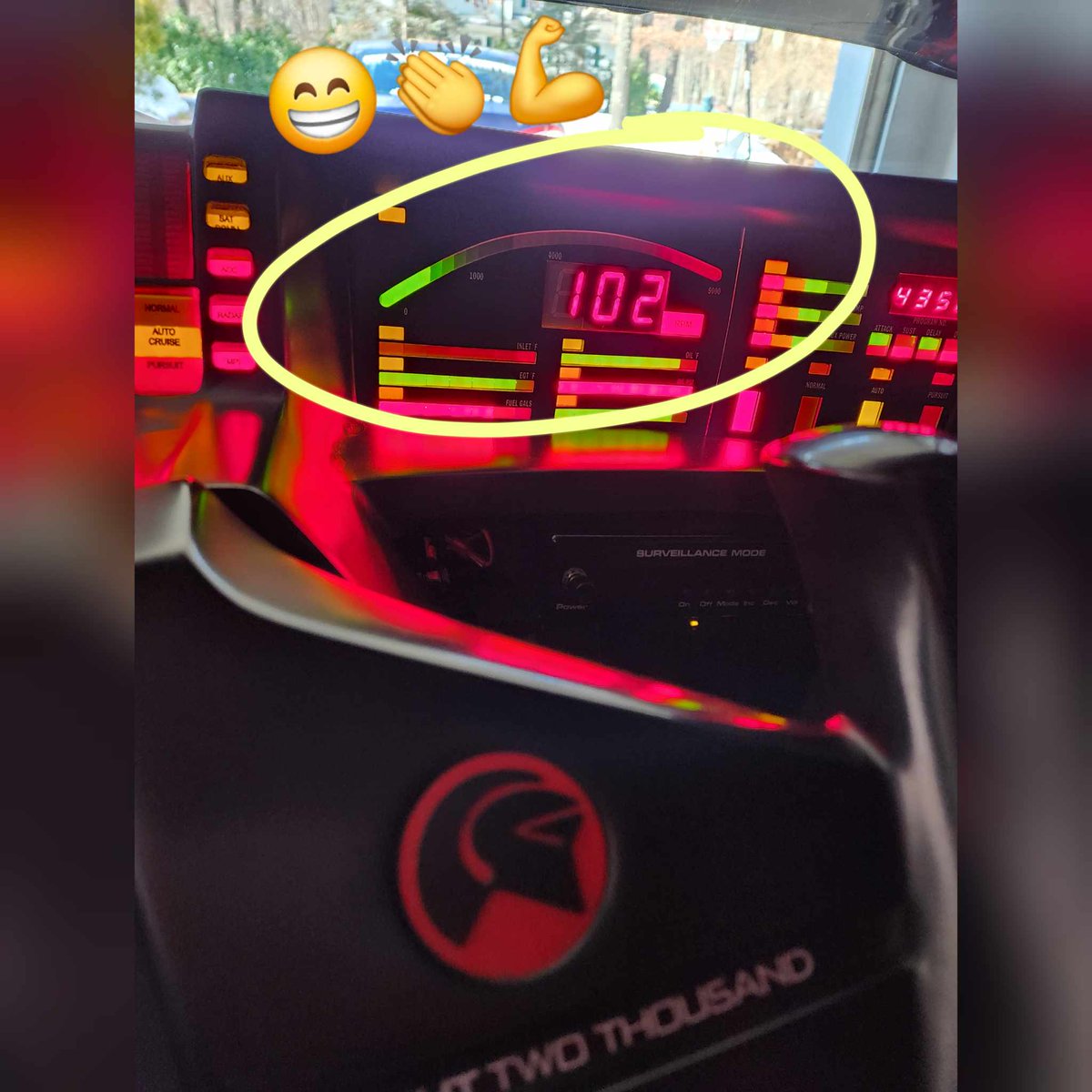 Optimus_Is_Here's tweet photo. KITT's RPM's have not worked since the Spring of 2023 😞 But today I FINALLY got the tachometer functioning again 😄😁👏❤️🖤

#optimusishere #notchbackKITT #knightrider #KITT #dash #customdash #tachometer #repair #maintenance https://t.co/euY8hCs1Df