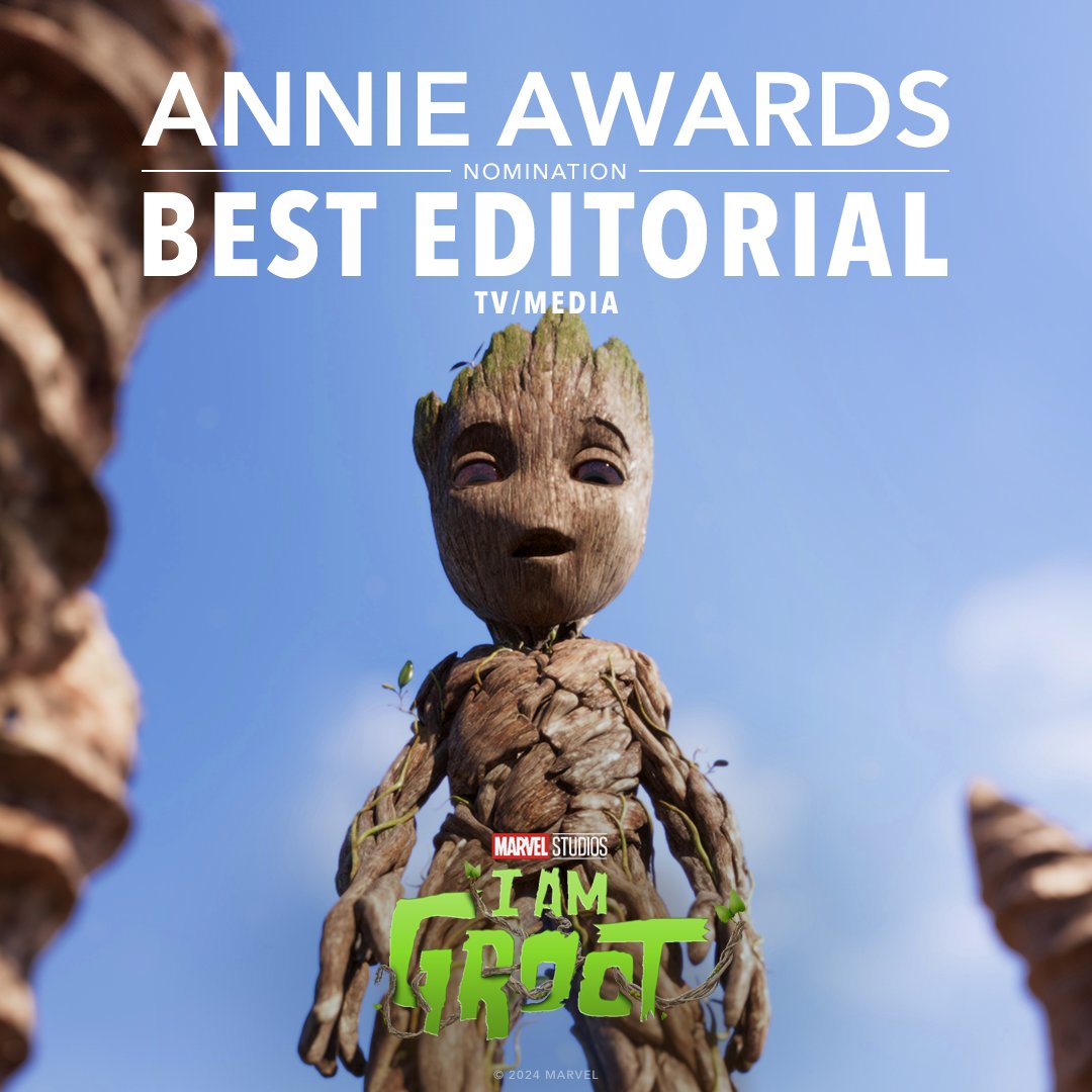 Congratulations to Marvel Studios’ #IAmGroot on their Annie Awards nomination for Best Editorial - TV/Media!