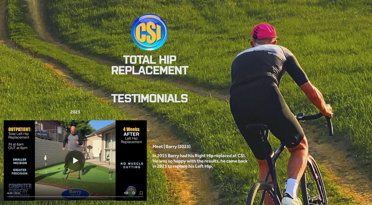 COMPUTERSURGER4's tweet photo. π See what CSI Total Hip Patients are saying @ https://t.co/izTWtbuhlJ
π£ #HIPS #ORTHOPEDICS
#hippain #hipsurgery #hipreplacement #totalhipreplacement #Medicare #ppoinsurance #orthpedics #orthopaedics #LACERA #SAG #WGA #HipRelief #IATSE #rotaryclub #LAFD #SEIU #orthopedicsurgeon https://t.co/Eh4HTUDyQb