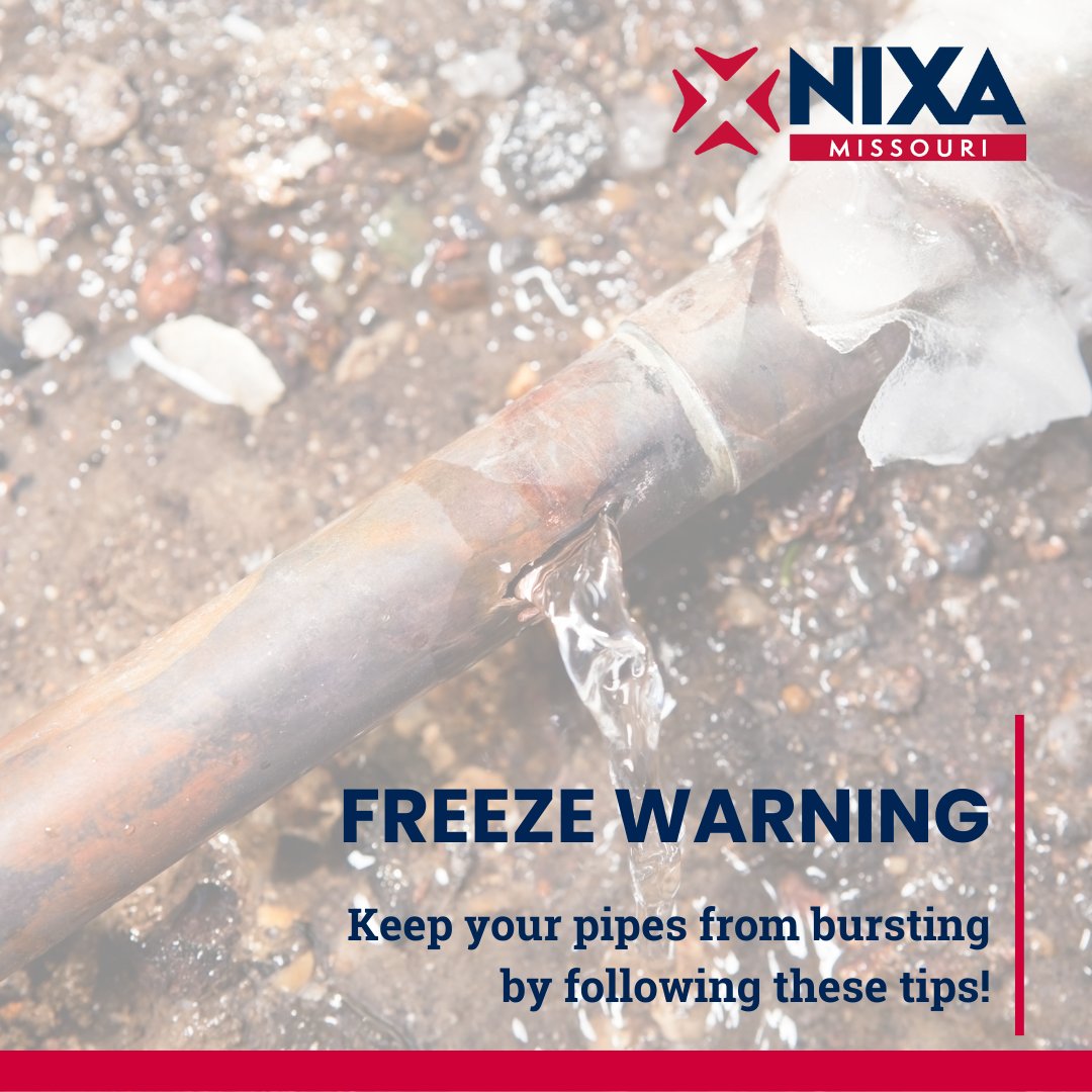 As frigid temperatures move into our area over the weekend, it’s important to know how to keep your pipes from freezing and bursting:

-Unhook your outside hoses.
-Let your faucet run at a drip.
-Keep your heat at 68 degrees when you’re at home.
-Close your outside house vents.