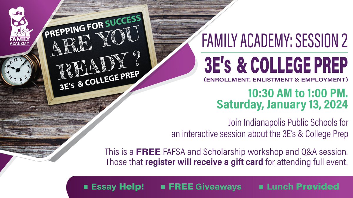 EleanorSkillen1's tweet photo. 📷 Join IPS for Family Academy: Session 2

Learn about enlistment opportunities, explore pathways to college, and gain insights into career options.

Get more info and register at https://t.co/Yg8CClMmGU https://t.co/ggghdWx4rI
