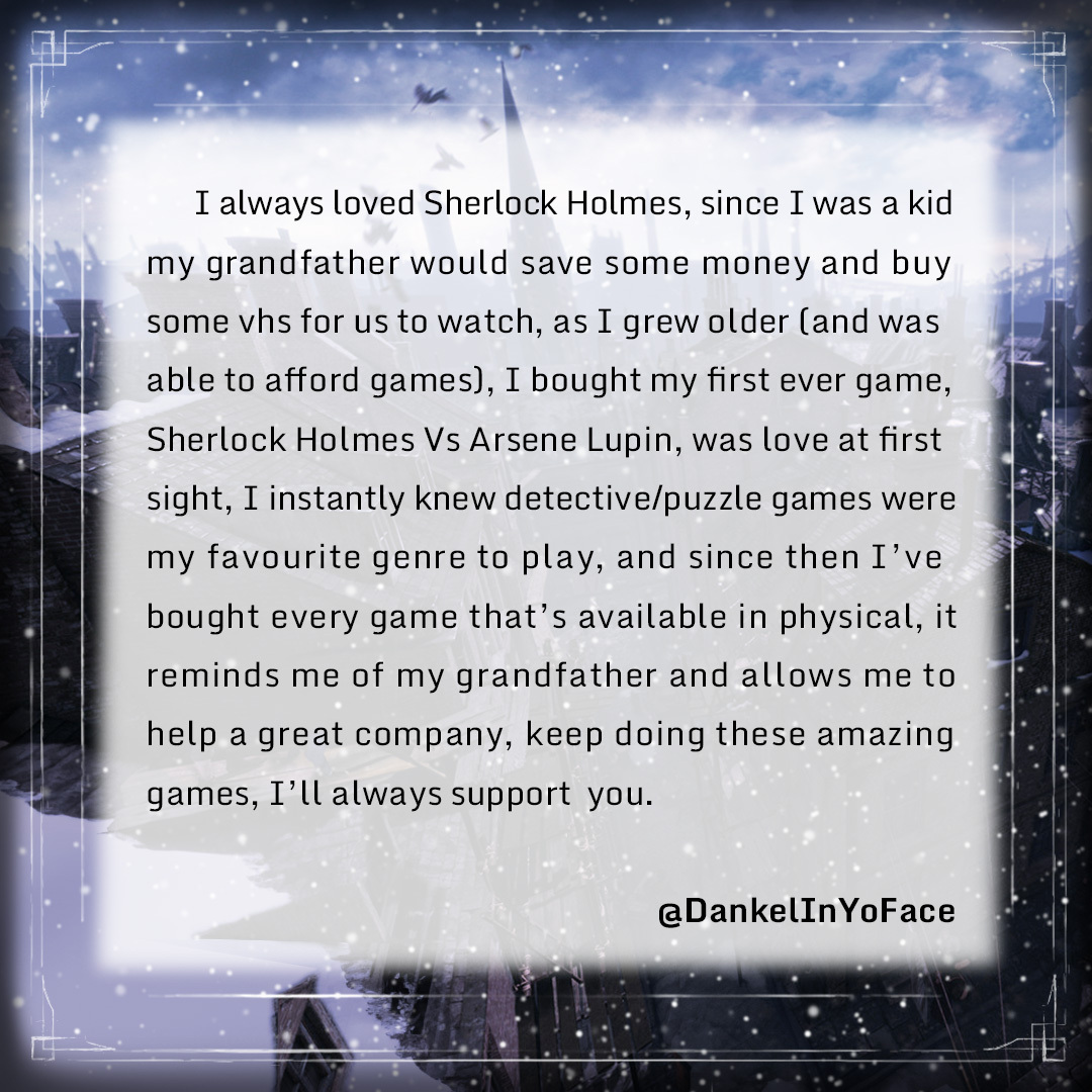 Frogwares's tweet photo. It wasn't easy to choose — you all brought the brightest memories, but here are three stories from our players: @cvalienpire, @benjiandfrog &amp; @DankelInYoFace.

We hope they will bring you as much joy, as they did to us! And don't miss an honorable mention in the next tweet 😉 https://t.co/RbHHgbVuWQ