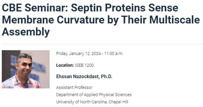 Please join us for this week's seminar featuring Dr. Ehssan Nazockdast, from University of North Carolina at Chapel Hill, this Friday from 11:00 - 12:00 pm in ISEB 1200. For more info: engineering.uci.edu/events/2024/1/…