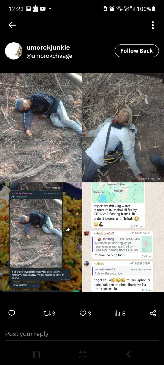 RituRathaur's tweet photo. Inhumane, barbaric , brutal genocide of hindu #Meitei in #Manipur by xTan Kuki Terorists 

8 months and counting as India and the world watches this genocide in pin drop silence.

Just like they watched genocide of kashmiri hindus 30yrs back.

The apathy of the Indian state for hindus is mind numbing.