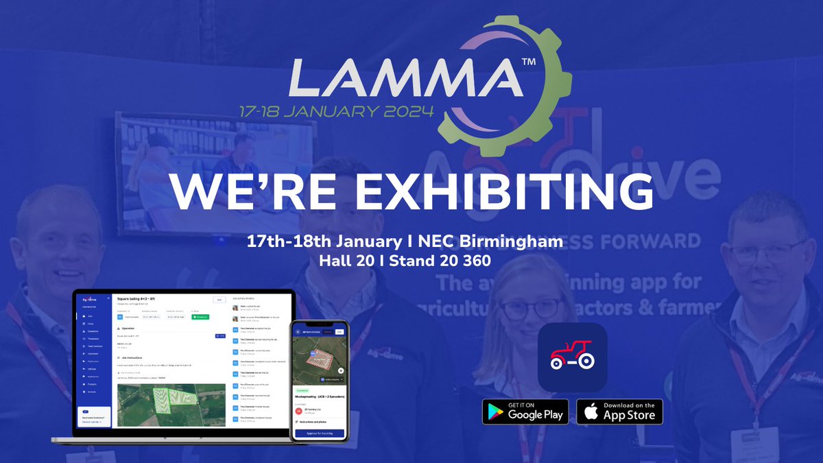 Ag_driveapp's tweet photo. 📱🚜This time next week we will be exhibiting at the LAMMA Show 🚜📱
If your an agricultural contractor, come and see the best innovation at last years show!
📍Hall 20, Stand 20.360
#agdrive #lamma #LAMMA2024 #contracting #agcontracting https://t.co/MtrZt7vEZG