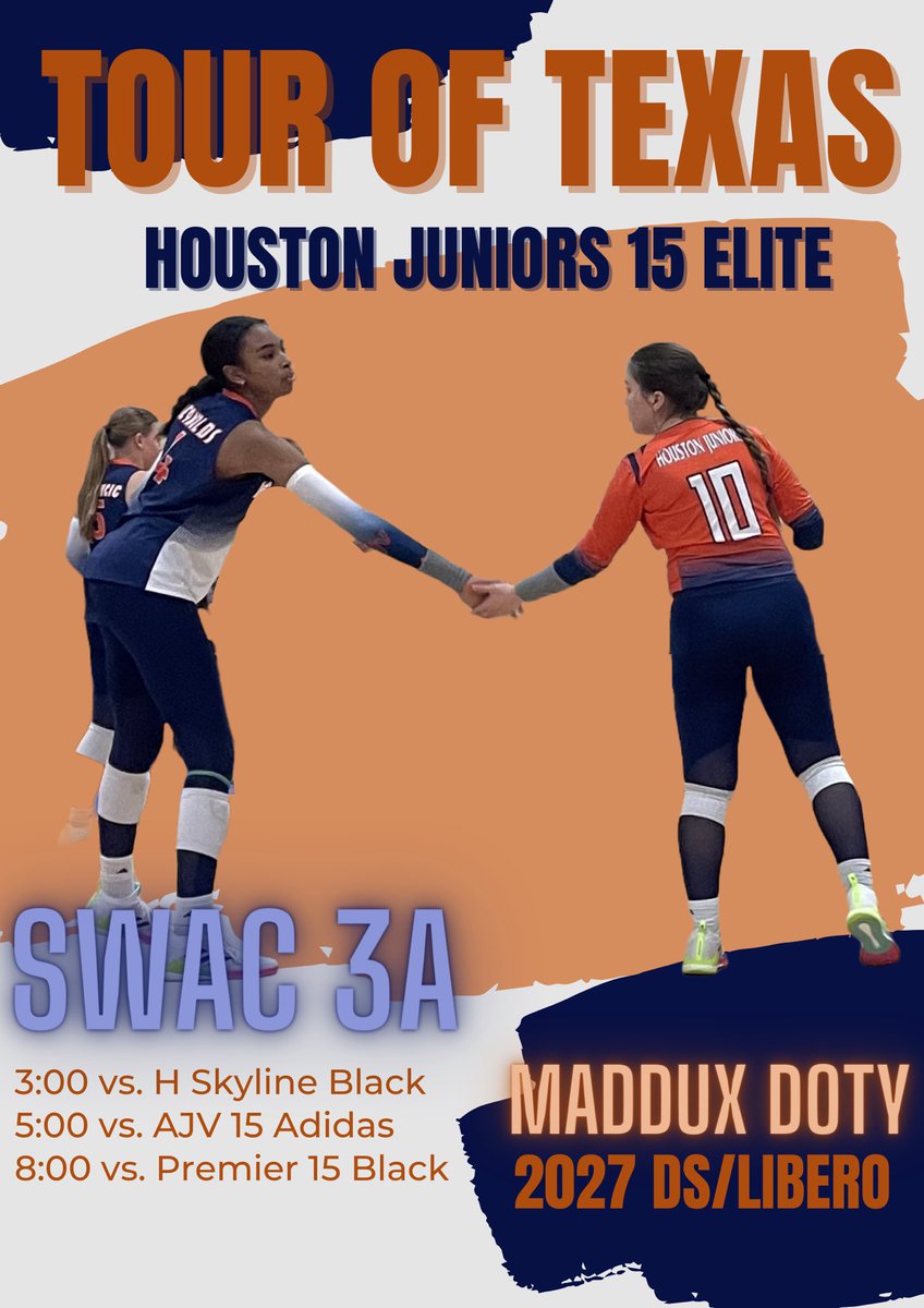 Can’t wait to hit the court with my team at <a href="/TourofTexasVB/">Tour Of Texas VB</a> this weekend! <a href="/houstonjuniors/">Houston Juniors</a>  <a href="/SaniyaReynolds/">Saniya Reynolds</a>