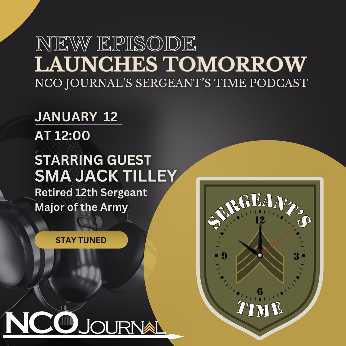 New Episode Alert: Sergeant’s Time Podcast Goes Up Tomorrow! 
Our guest, 12th SMA Jack Tilley, joins the NCO Journal team to dig deep on a conversation that offers you meaningful stories and helpful guidance. 
#NCOJSTP #SergeantsTime #SMATilley #12thSMA 
@USArmy @TRADOC @FORSCOM https://t.co/IuclvuFKJq
