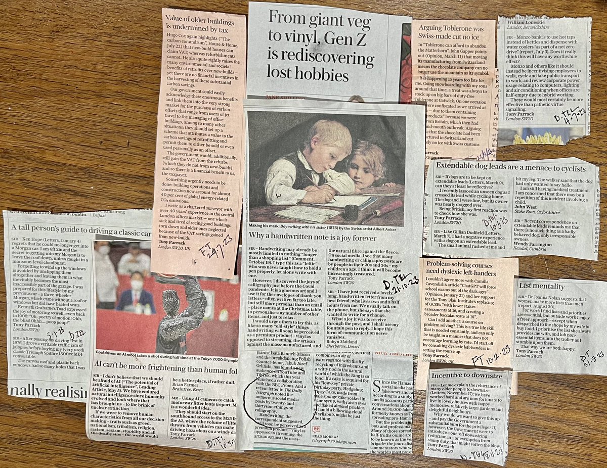 2023. 10 letters published and referred to as a ‘correspondent’ in a Telegraph article. #telegraphletters #FTletters #hobbies