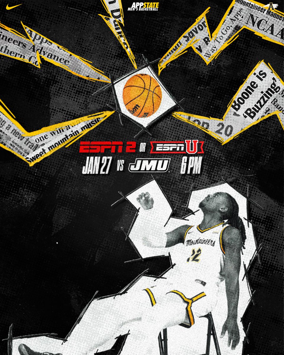 𝗙𝗼𝗿 𝘁𝗵𝗲 𝘀𝗲𝗰𝗼𝗻𝗱 𝘁𝗶𝗺𝗲 𝘁𝗵𝗶𝘀 𝘀𝗲𝗮𝘀𝗼𝗻…

App State vs. JMU at the Holmes Center on Jan. 27 will be nationally televised.

🗞️| goapp.st/47vrkfs

#TakeTheStairs