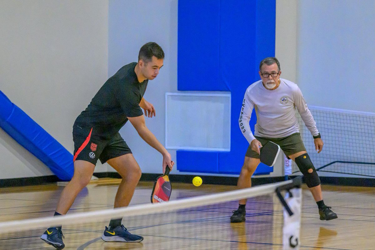 USMNT's tweet photo. On Wednesday, our players and staff had the privilege of playing pickleball with U.S. military veterans as part of the Adaptive Sports Program in the Orlando VA Health Care System 🇺🇸

📸 Betsy Stange/@OVAHCS https://t.co/dNdekxOmcR