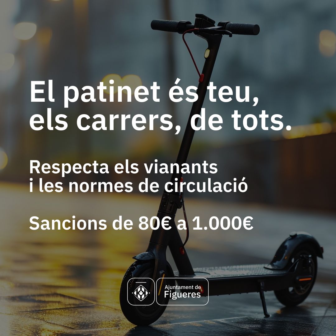 orgullfigueres's tweet photo. 🛴 El patinet és teu, els carrers, de tots.
✅ L’Ajuntament de Figueres ha començat una campanya informativa i sancionadora per fer front a l’incivisme d’alguns conductors de patinets elèctrics.
#Figueres #patinet #sancionspatinets @ajfigueres https://t.co/FiifbpoMqn