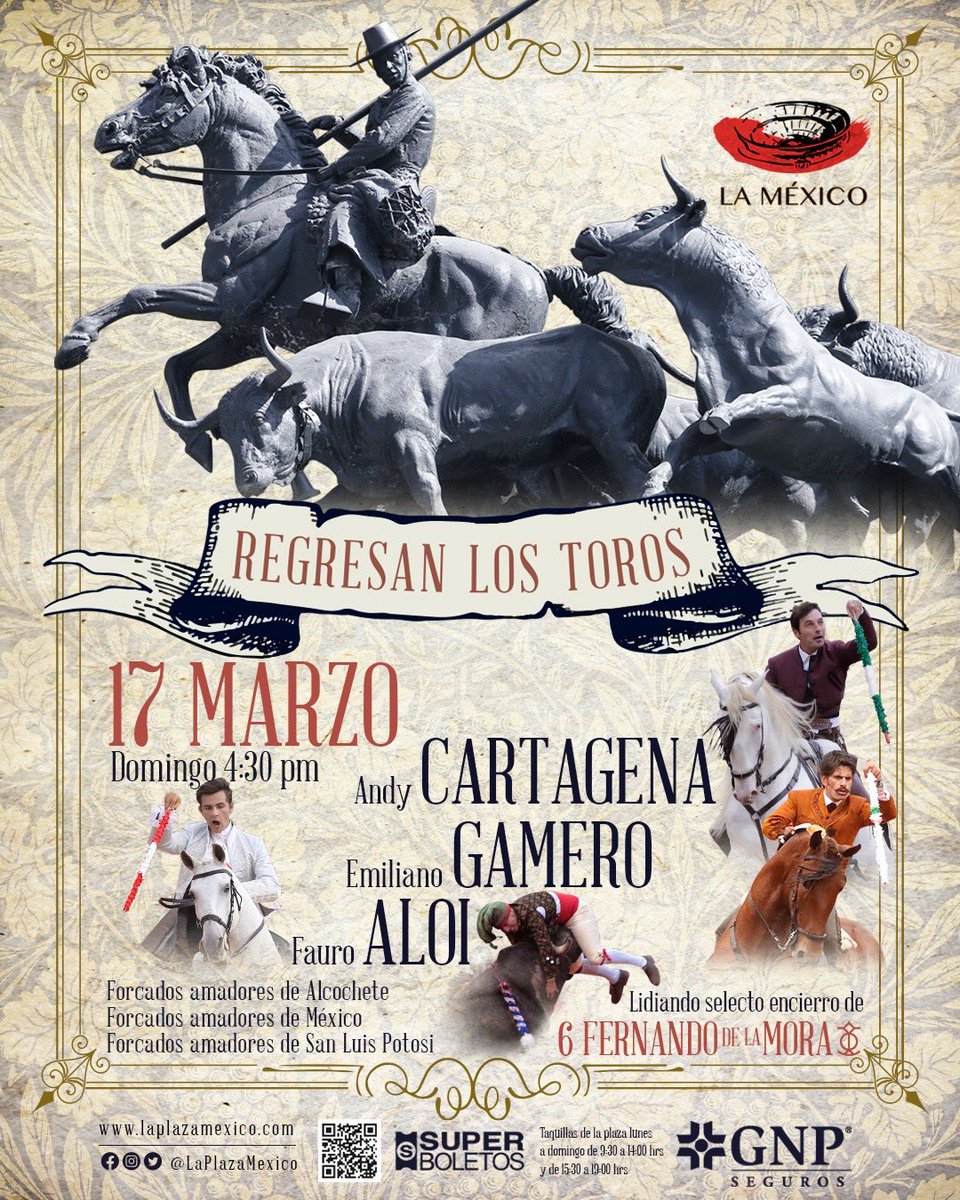 Presentamos los carteles para la reapertura de La México. ¡Regresan los toros a La México!