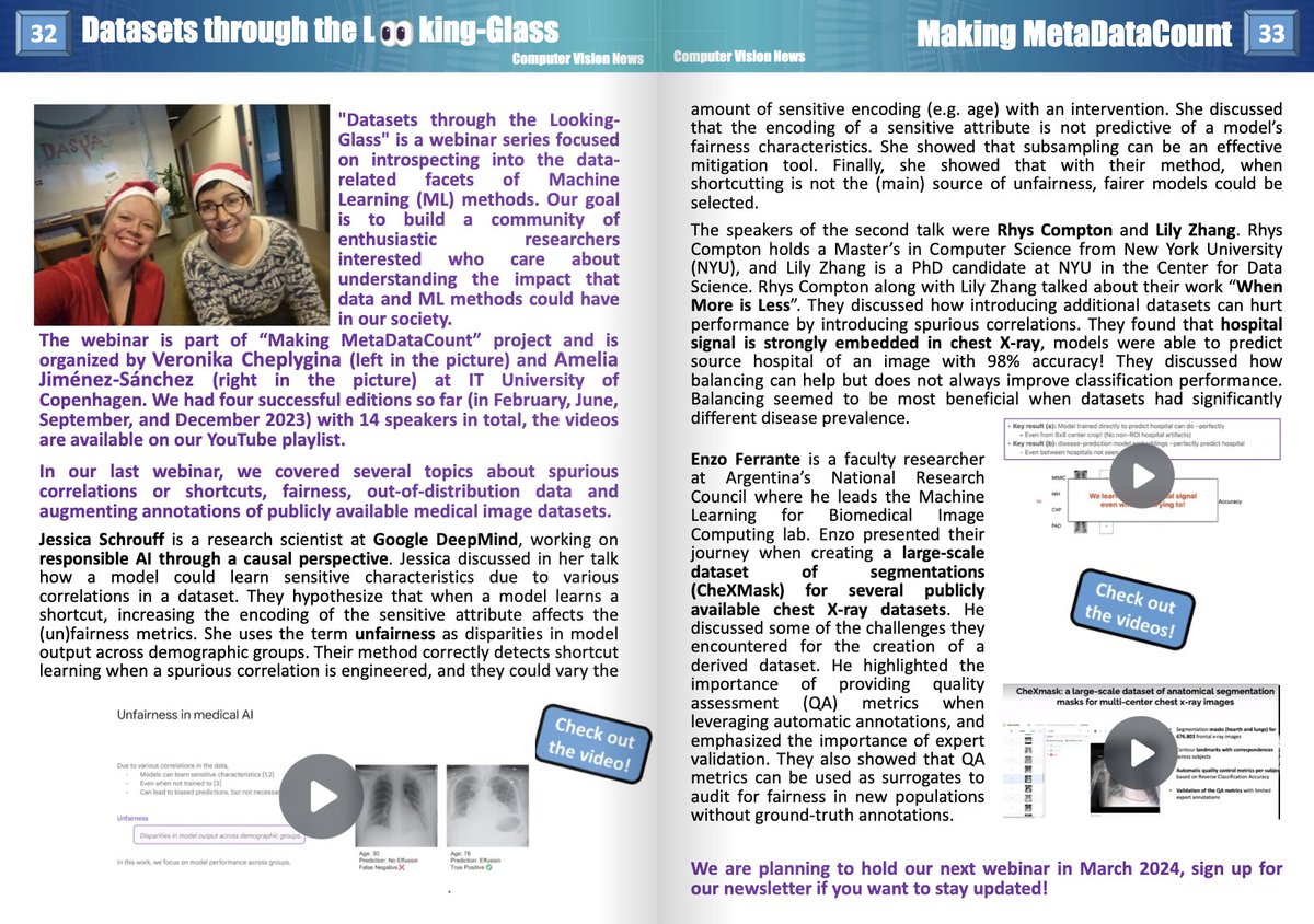 Thanks @ameliajimsan @DrVeronikaCH for the invitation and @RSIPvision for featuring us: rsipvision.com/ComputerVision… My talk 'Building and auditing a large scale x-ray dataset with automatic annotations: navigating fairness without ground-truth' is online here youtube.com/watch?v=3MOb1j…