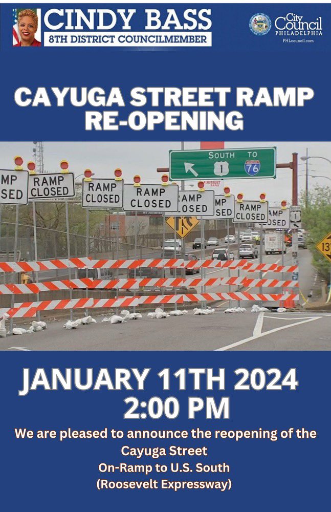 I’m am so excited to announce that the Cayuga Street Ramp is re-opening.