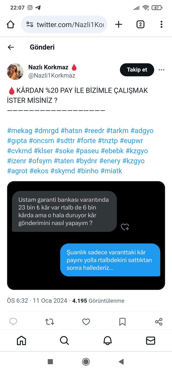 Eserarslan10's tweet photo. Korkmaz yatırım , nazlı Korkmaz olarak dolandırıcılığa devam ediyor
#dokta #durdo #dzgyo #edata #edip #emkel #ensri #eplas #ersu #etilr #euhol #fade #flap #fmizp #fonet
#formt #frigo #getza #gerel #glbmd #glryh #gmtas #grnyo #gsdde #gsray #gznmi https://t.co/42ba3rfNhm