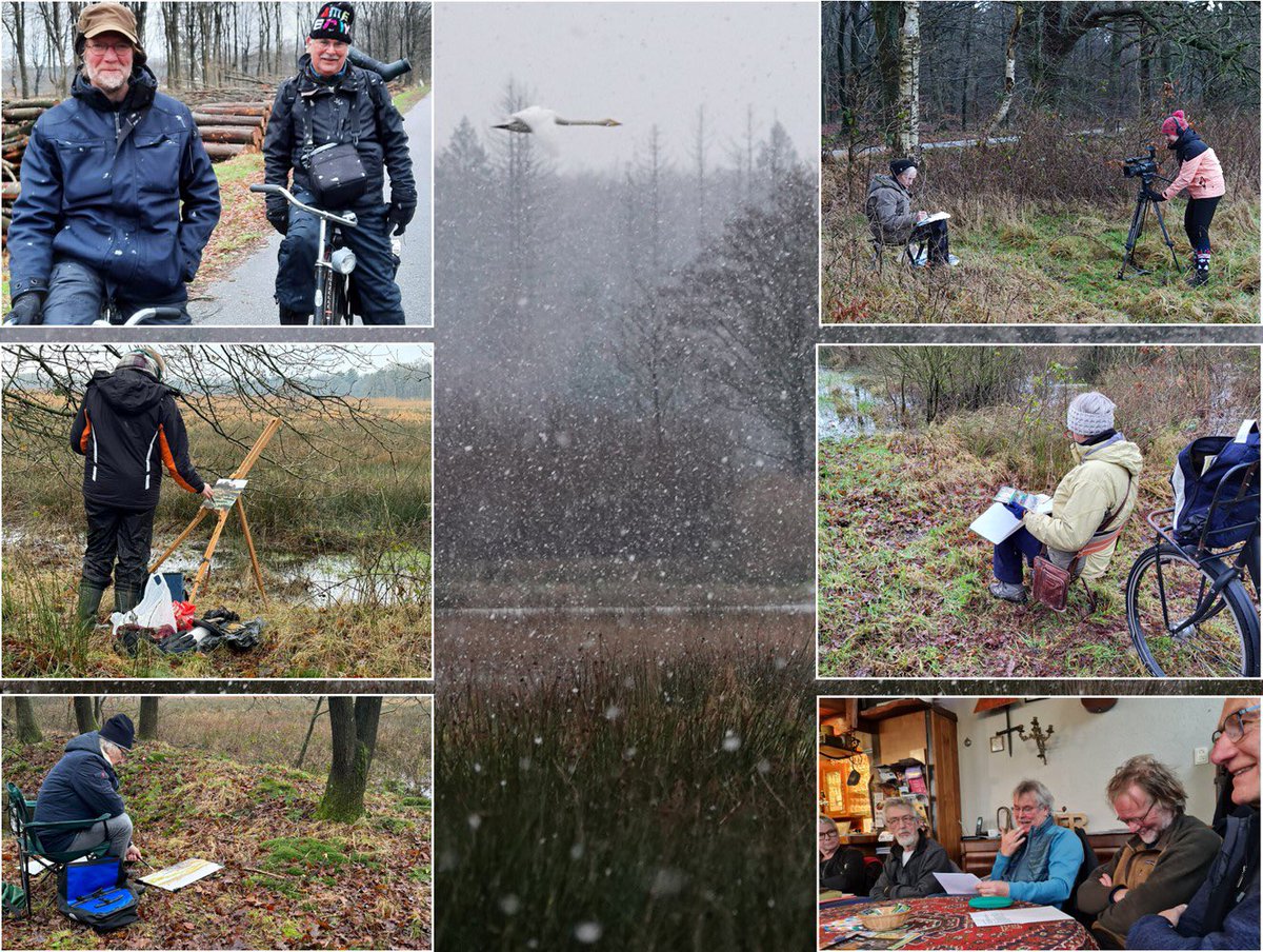 erikvanommen's tweet photo. KUNSTENAAR OP REIS haalde de kwasten weer uit het vet bij de bron van de Drentse Aa. Met collega’s van het Drents Schildersgenootschap en #ROEG van RTV Drenthe aan het werk voor het project Beek in Beeld. Geweldige start van het nieuwe jaar! https://t.co/9EgrMotkhu