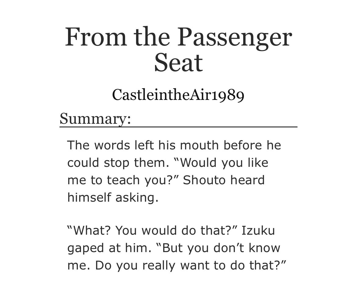 CastleWrites89's tweet photo. From the Passenger Seat:

Shouto spots Izuku struggling to parallel park and offers to teach him, but finds himself growing attached to him during their lessons and wishes Izuku wouldn’t catch on so fast.

#tddk #ficrec #tdiz

https://t.co/EC6OhXUIST

Happy Birthday Shouto!! 🍰 https://t.co/wBIjFwss5g