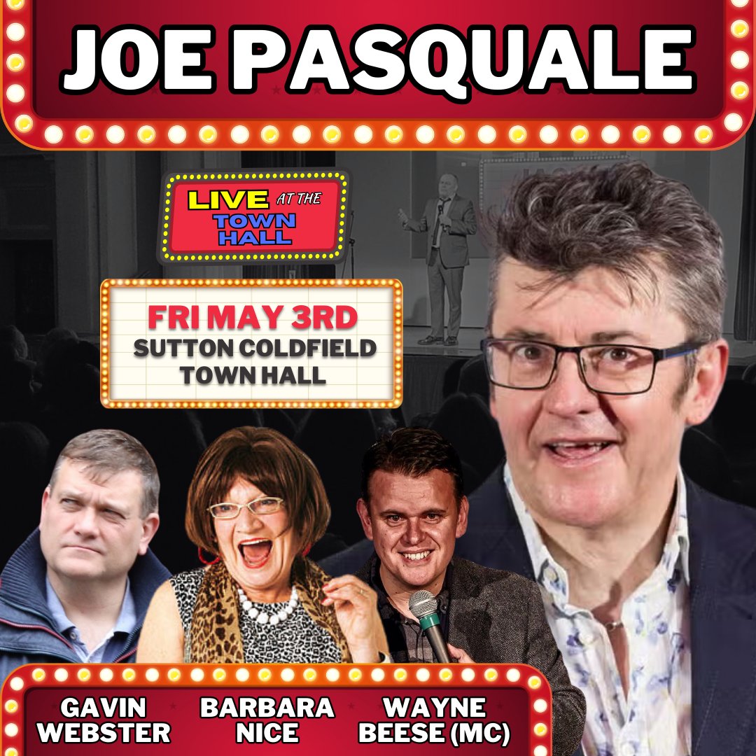 🔊 NEW SHOW ANNOUNCEMENT! 🤣 Joe Pasquale to headline at @suttontownhall ! 🎟 Book tickets now at funnybeeseness.co.uk 📆 Fri May 3rd, 8pm @Thegavinwebster and @BarbaraNice complete another epic line-up, with @WaynoBeese as MC. Get in quick - tickets flying out!