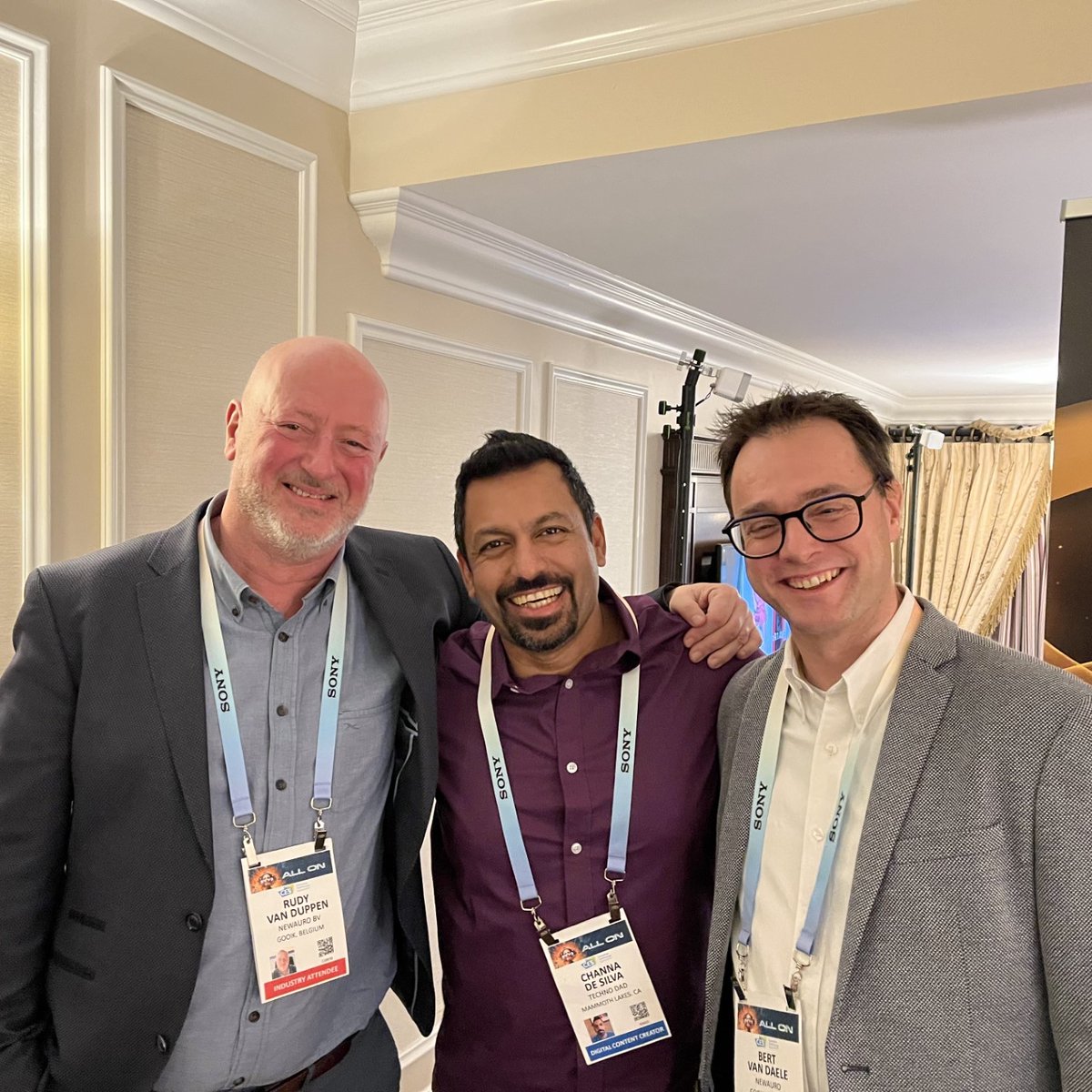 Auro3D's tweet photo. It was so great to see our friend @TechnoDad_  who got to experience the new AURO-CX immersive audio streaming codec firsthand. Thanks for coming by, Channa! #CES2024 #CES #immersiveaudio #nextgenaudio #surroundsound #streaming #streamingaudio #AURO3D https://t.co/HtzoN5vkd4
