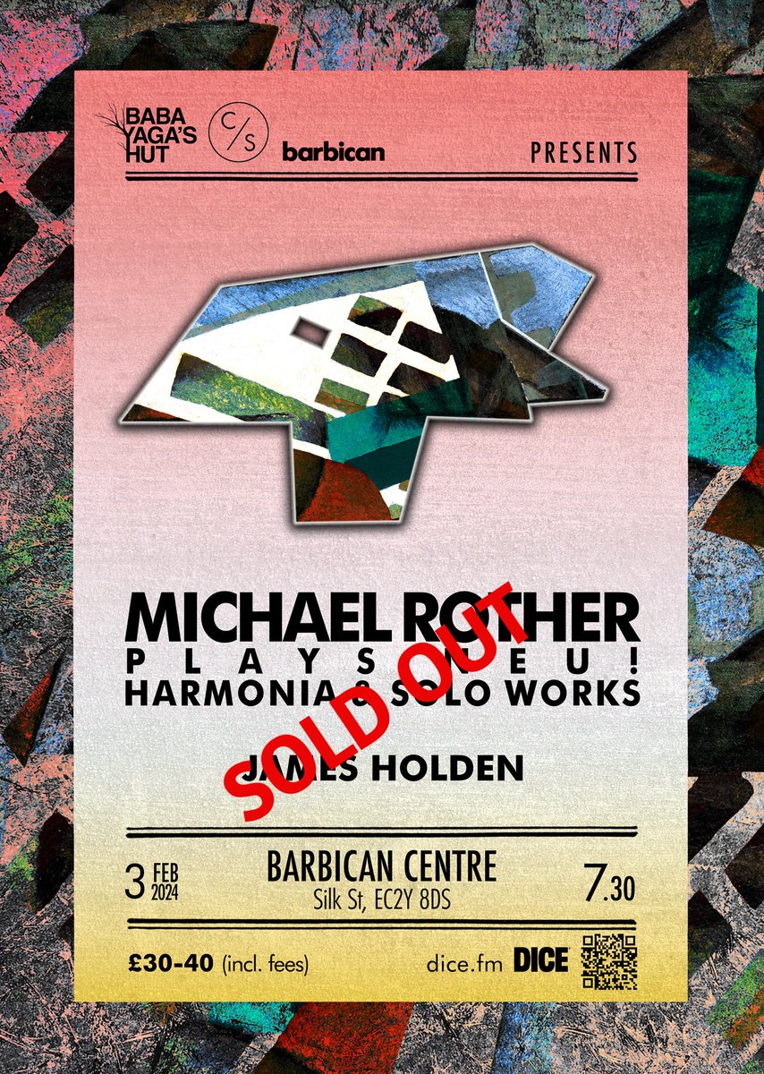 Thanks to everyone that bought tickets for @_MichaelRother_ & @mrjamesholden at the @BarbicanCentre on Feb 3rd. That's now SOLD OUT.