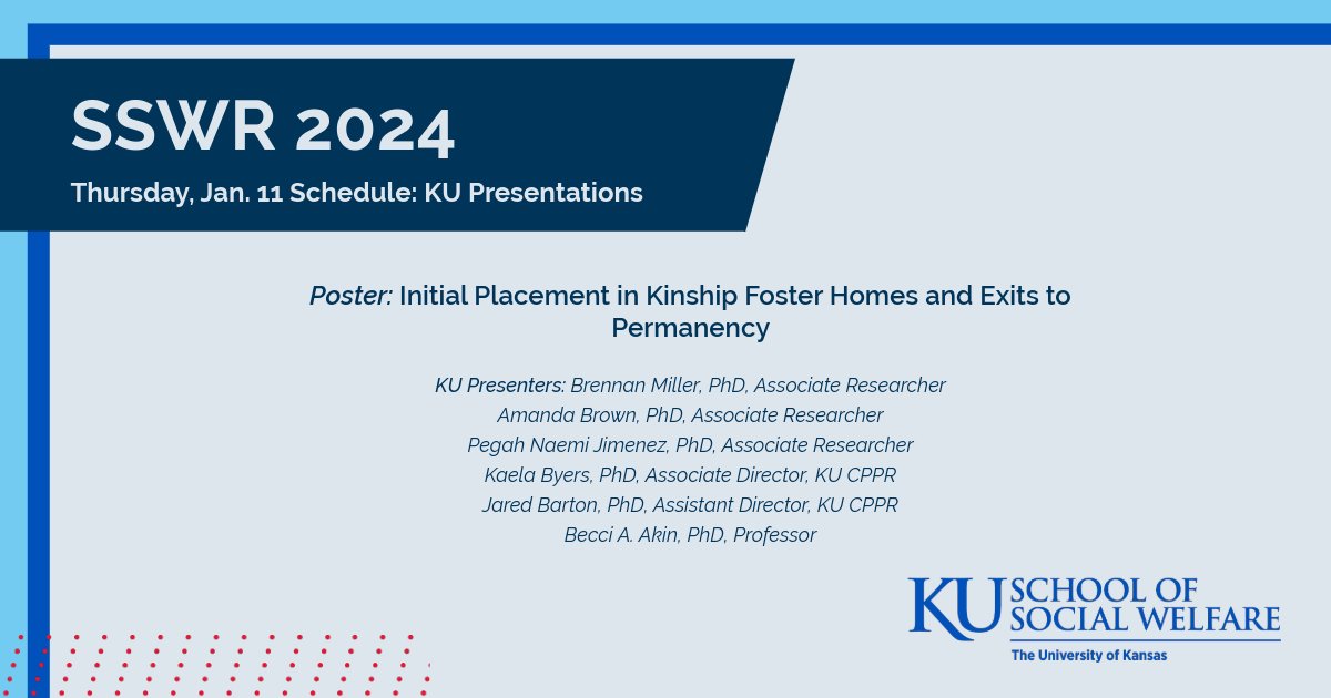 KUSocialWelfare's tweet photo. KU researchers, faculty and students are presenting today at #SSWR2024 in Washington, D.C. 

Learn more about their presentations on substance use interventions, child welfare and more topics: https://t.co/Hl5T8FqJvb

#KUSSW https://t.co/UNzXSpqYhJ