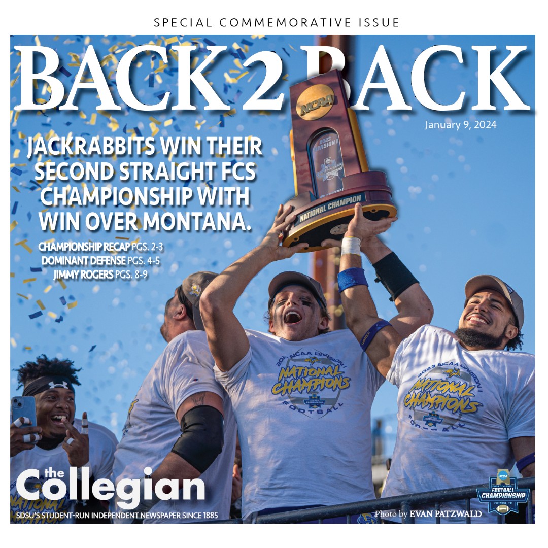 sdsucollegian's tweet photo. Our special section is now LIVE!

You can view our e-edition online at https://t.co/u45dOSPqD4 or select locations around Brookings.

We will also hand out copies at the National Championship celebration next week! (More information to come.)

#GoJacks #FCSChampionship https://t.co/yfnOYB8zCT