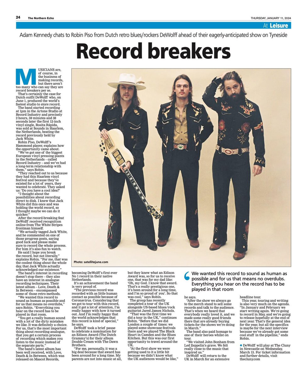 bluesrock_abdn's tweet photo. Our good friend Adam Kennedy’s interview with @DeWolffMusic It will be the Dutch trio’s first ever UK headline tour and we are privileged to have one of the dates when they play Tunnels Aberdeen on Friday 15th March. Tickets are available now 👉 https://t.co/uGg4zzHeRC https://t.co/2ZZLu9VNfe