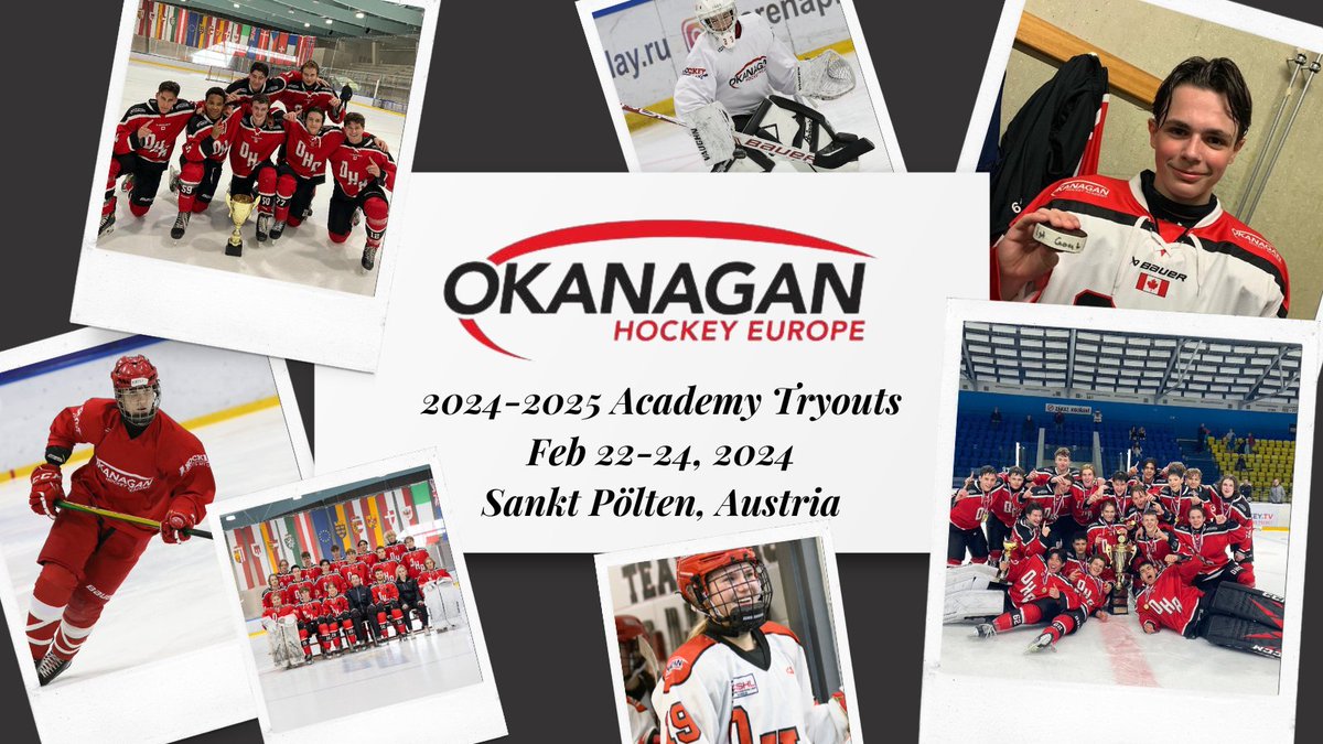 OkanaganEU's tweet photo. 🏒🌟 Unleash Your Potential on the Ice! Okanagan Hockey Europe 2024 Academy Tryouts 🌟🏒

📅February 22-23
📍Sankt Pölten, Austria
👫2008-2010

Visit: https://t.co/nctV4Nzxui https://t.co/klknouQ7f7