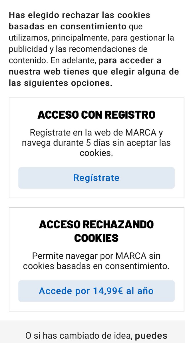🚨ALUCINA!
Hem arribat al punt de que per navegar sense regalar les mes dades he de pagar? Bravo! ⁦<a href="/marca/">MARCA</a>⁩