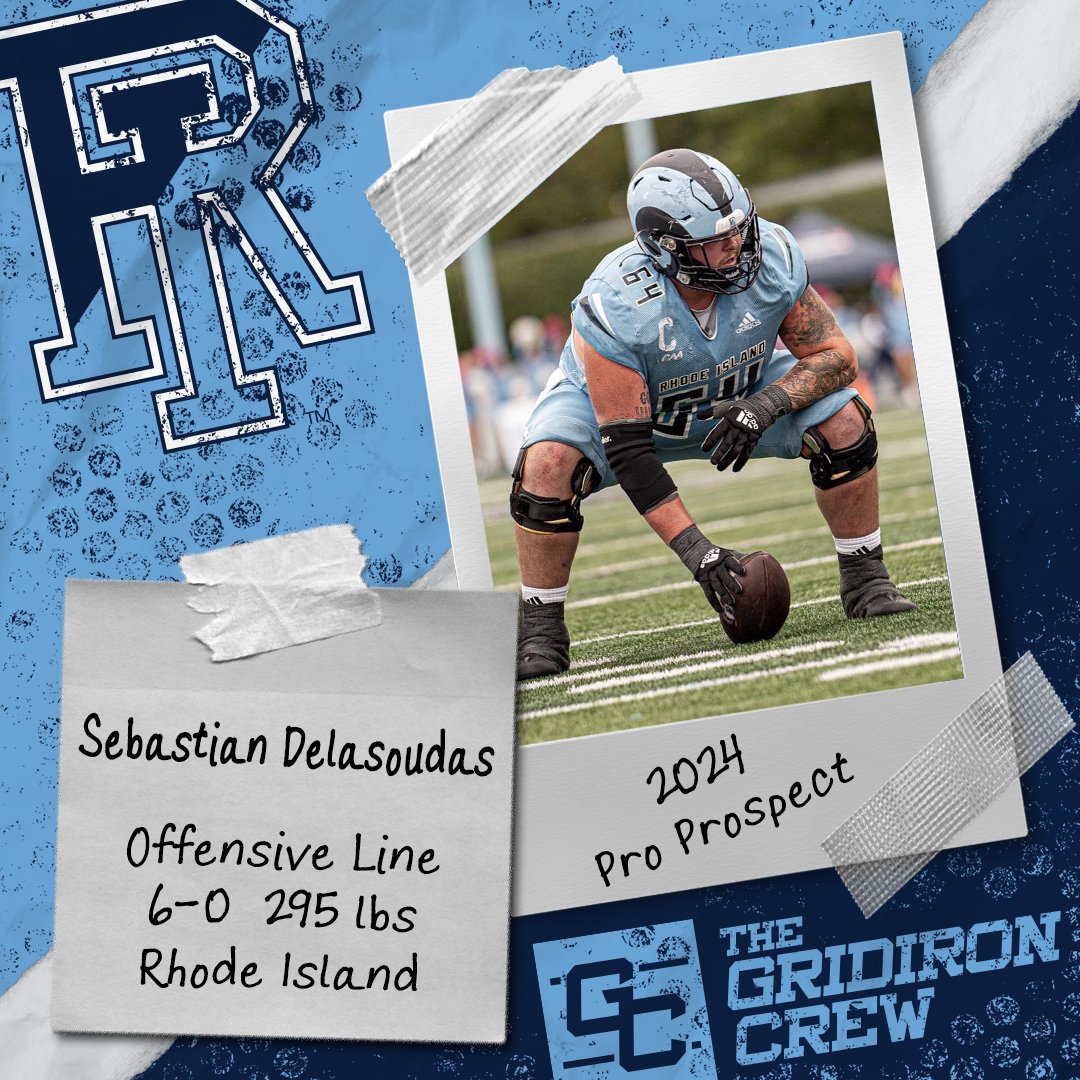 ⚠️ Attention Pro Scouts, Coaches, and GMs ⚠️ You need to look at 2024 Pro Prospect, Sebastian Delasoudas @sebastian_db78, a C/OG from @RhodyFootball 👀 See our Interview: thegridironcrew.com/sebastian-dela… #2024ProProspect #DraftTwitter #NFLDraft #NFL #CFLDraft #CFL #ProFootball 🏈
