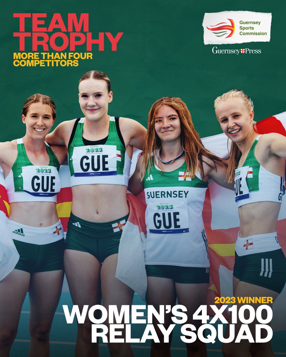 Now onto the Guernsey Sports Commission trophy for teams of more than 4 competitors. Another set of fantastic shortlisted nominees but the trophy goes to the <a href="/GsyAthletics/">Guernsey Athletics</a> Women’s 4x100m relay team for their gold medal winner performance at the Island Games #GSCAwards23