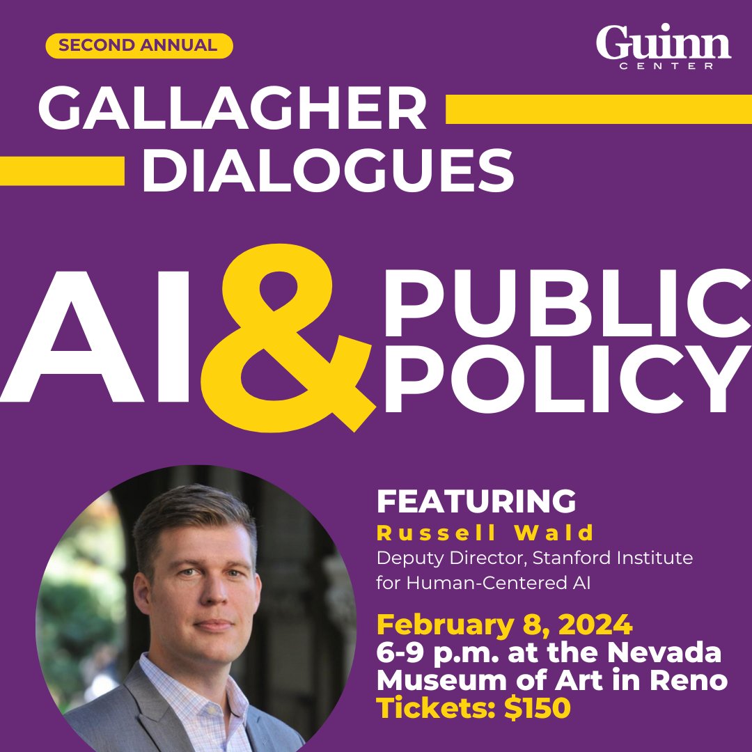 We're four weeks away from the 2nd Annual Gallagher Dialogues, which means it's time to get your tickets! Join us for this timely discussion on artificial intelligence and its impacts on Nevada policy: t.ly/8pHse