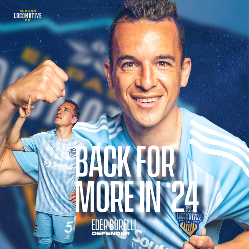 eplocomotivefc's tweet photo. Staying in El Paso 🤩

El Paso Locomotive FC has agreed to a contract extension with Eder Borelli through the 2024 season. 

Read more ⬇️