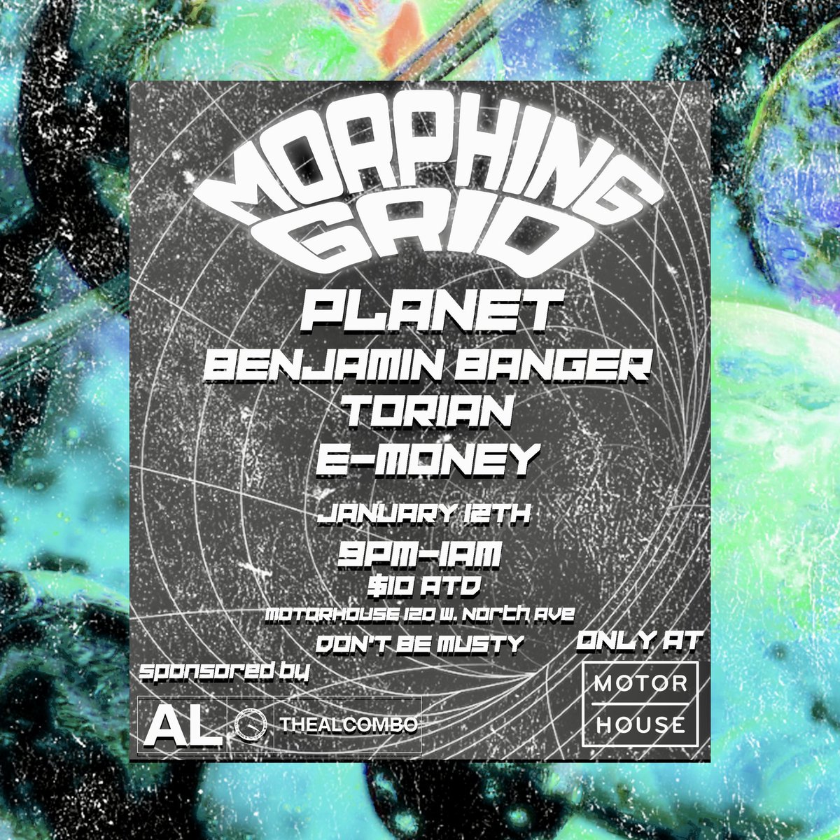 planetmg_'s tweet photo. 🌍 ⚡️MORPHING GRID ⚡️🌍
(Future House/ R&amp;B event) 

JAN.12TH 9PM-1AM 🌍
(120 W NORTH AVE, BALTIMORE ,MD)⚡️
($10 ATD 21+) 🌍 GAMES AND DRINK SPECIALS AVAILABLE ALL NIGHT!

#MotorHouseBaltimore  #BaltimoreDJ #DJSet #BaltimoreEvent  #FutureHouse #MorphingGrid #TheALCombo  #DJEvent https://t.co/YBmI0OCAGU