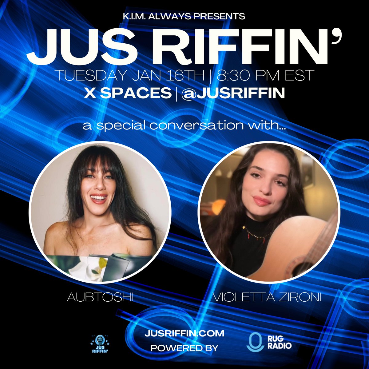 JewHefner's tweet photo. 🚀🌍 EPISODE 20 OF @jusriffin: Join @iiiisoul and yours truly this coming Tuesday, Jan 16th at 8:30 pm EST for a night of insightful conversations and musical journeys with @violettazironi and @aubtoshiOTG 

Kicking off the show, we have the dynamic Aubtoshi, host of 'On The Ground' livestream. Aubtoshi is a pioneer in exploring the world of NFTs and Web3, known for her engaging interviews with founders, artists, and innovators in the industry. Having attended 22 events in the past year, she brings a wealth of knowledge about Nouns DAO, blockchain technology, and its potential to fund creative endeavors. Tune in for her unique insights into Web3 entrepreneurship and the evolving landscape of digital innovation. 🌐💡 #Aubtoshi #Web3Innovation #NFTCommunity

Our featured guest of the evening, Violetta Zironi, is an Italian-born singer-songwriter and actress making waves in the music NFT space. From her captivating film roles, including the Netflix hit "Rose Island", to her groundbreaking NFT music collections, Violetta's artistic journey is a blend of traditional and digital realms. With her collections 'Handmade Songs', 'Moonshot', and 'Another Life', generating significant buzz and charting on Billboard's music NFT top 10, Violetta stands as a beacon of success and innovation in the music industry. Don't miss her inspiring story of digital artistry and musical evolution. 🎵🌟 #ViolettaZironi #MusicNFTs #DigitalArtistry

#JusRiffin #RugRadio