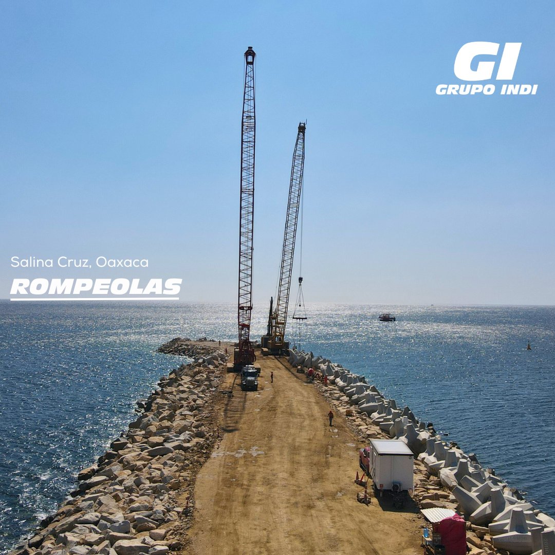 GrupoIndi's tweet photo. 🏗️ En #SalinaCruz, Oaxaca, nuestro compromiso se extiende más allá del horizonte. Estamos construyendo el rompeolas que protegerá y potenciará la actividad portuaria para el bienestar de la región. 🌊🚢 #GenerandoImpacto https://t.co/BXapdWehV8