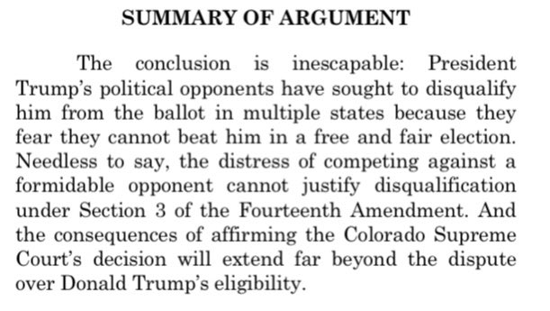 Announced in his town hall with Candace Owens and Tim Pool last night, <a href="/VivekGRamaswamy/">Vivek Ramaswamy</a> is filing an amicus brief on behalf of Donald Trump ahead of the Supreme Court’s hearing of the former president’s Colorado ballot case. Ramaswamy’s argument: