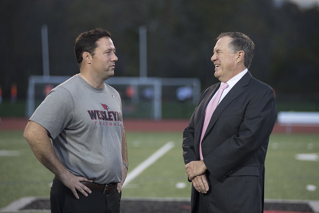 Wesleyan Football wants to acknowledge and congratulate Bill Belichick ’75 on the past 24 years with the Patriots. The greatest coach of all time. Coach Belichick has always supported our players and program and we cannot express how grateful we are. #RollCards 🐐🐐