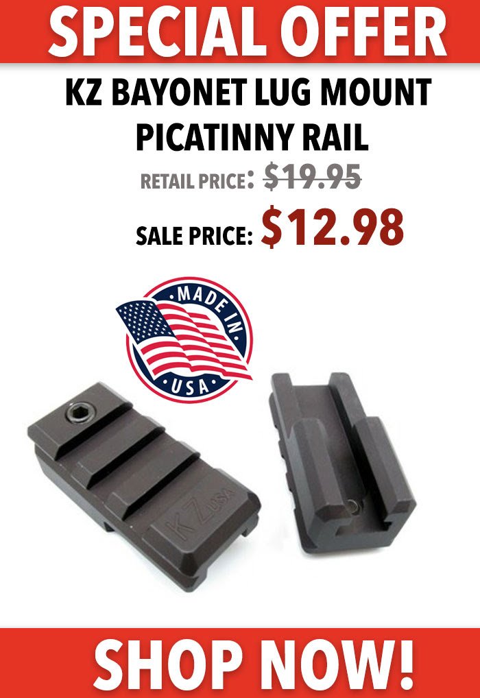 botach's tweet photo. Special Offer! KZ Bayonet Lug Mount Picatinny Rail $12.98
https://t.co/R6357Dyo6F
#BOTACH https://t.co/WpzIqPzu2W