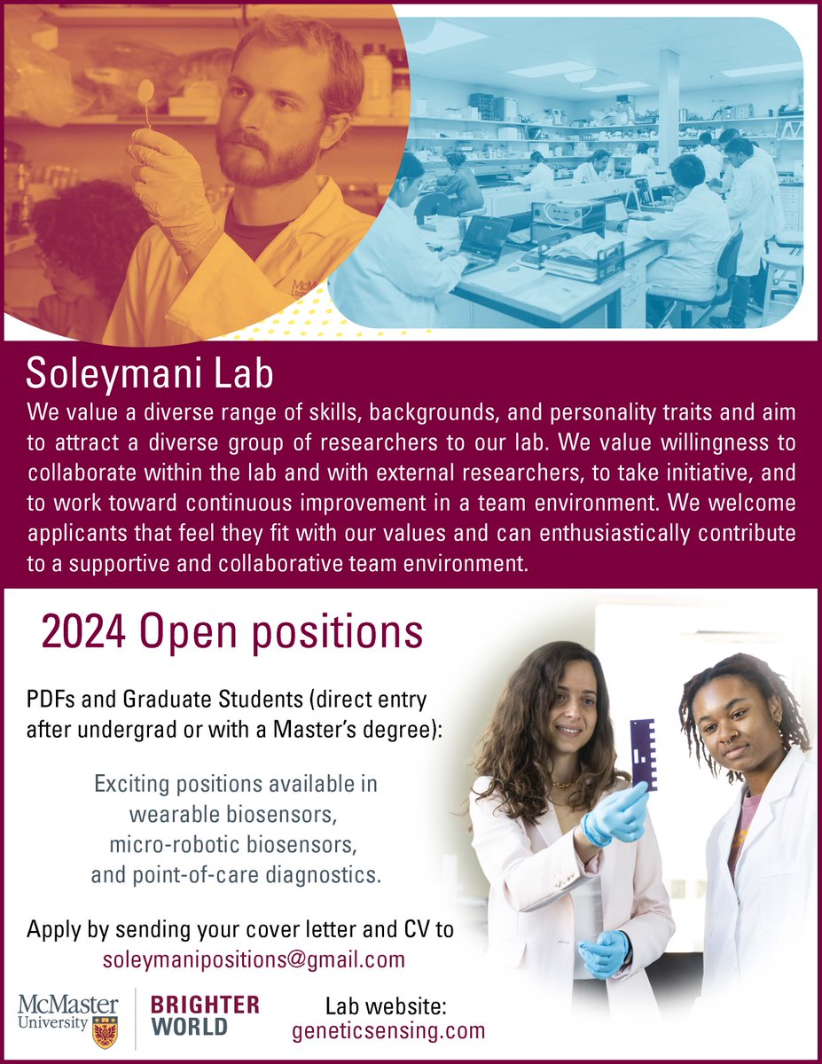 Leyla Soleymani (@soleymanilab) on Twitter photo We are looking for talented researchers and recruiting <a href="/McMasterU/">McMaster University</a> <a href="/McMasterEng/">McMaster Engineering</a> <a href="/macengphys/">Eng Phys at McMaster</a> We are looking for talented researchers and recruiting <a href="/McMasterU/">McMaster University</a> <a href="/McMasterEng/">McMaster Engineering</a> <a href="/macengphys/">Eng Phys at McMaster</a>