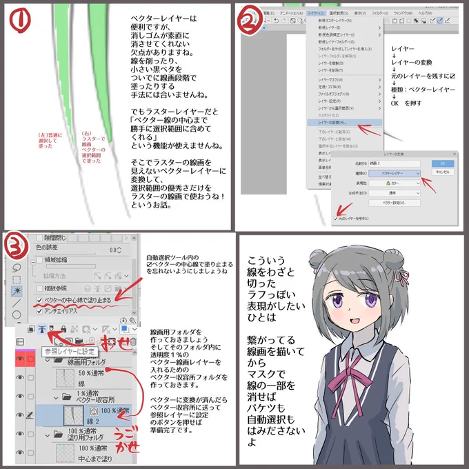 自動選択でバケツで下塗り範囲を作りたい黒江ちゃん