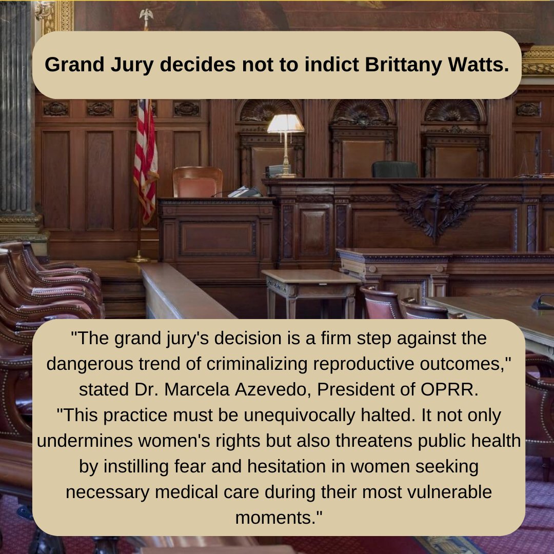 OhioReproRights's tweet photo. OPRR appreciates the work of the grand jury in their decision not to indict Brittany Watts. This decision correctly recognizes the injustice of the criminal charges levied against Ms. Watts. https://t.co/OXDKNBO2iO