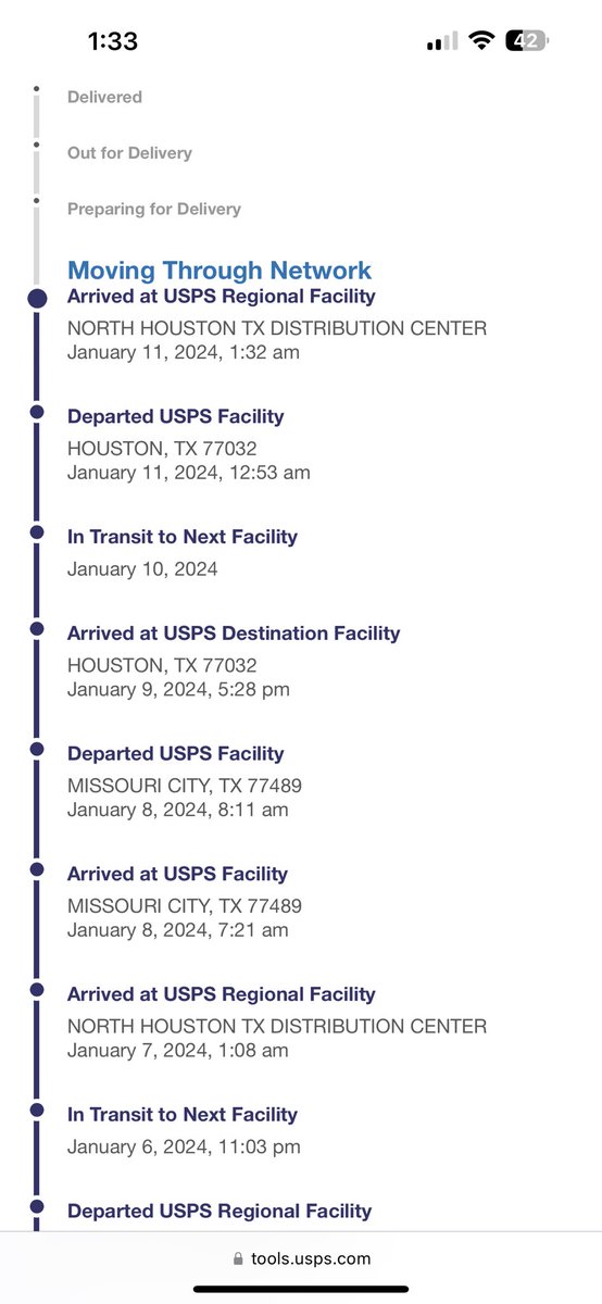 Bayou_Nerd's tweet photo. @USPSHelp y’all really sending this package everywhere around Houston, but my house. https://t.co/ms2eAvB5ZO
