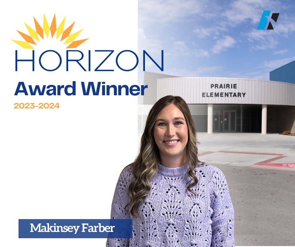 Help us congratulate Prairie Elementary's third-grade teacher, Makinsey Farber on winning the <a href="/ksdehq/">KS Dept of Education</a> Horizon Award! We couldn't be more proud of you Makinsey, well deserved. 

#usd261derful