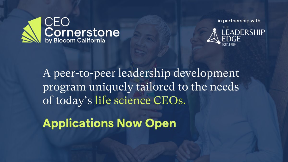 Biocom's tweet photo. Understand and leverage the talent of your board to build your company in a unique session offered in our inaugural #CEOCornerstone cohort. Secure your spot today to engage and learn from other non-competitive life science CEOs.

Applications close Feb. 9: https://t.co/N0tnNnenHM https://t.co/wkVaSElLfh
