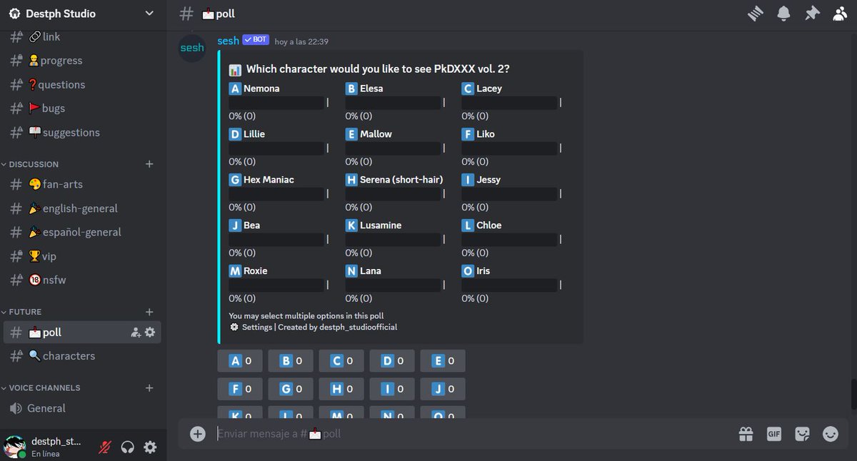 Destphstudio's tweet photo. New poll for PkDXXX vol. 2 on our Discord!
https://t.co/zeCnSkA0m3

Help us choose the next two characters for PkDXXX vol. 2 https://t.co/EbbYzs5Qh9