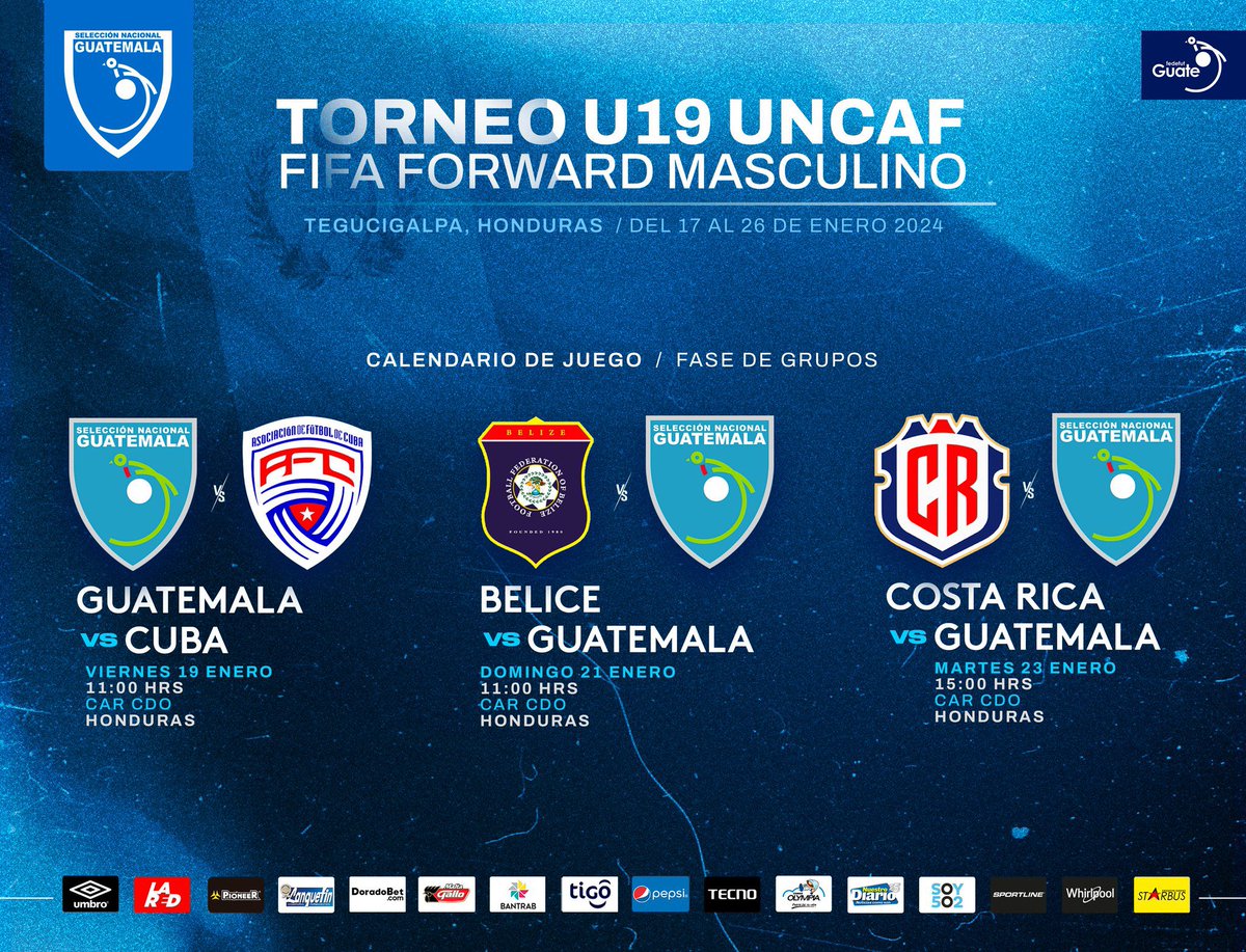 La #SeleSub20 participará en el Torneo Sub19 Uncaf FIFA Forward Honduras 2024. Torneo de preparación previo al Clasificatorio de la Concacaf. ➡️Te compartimos el calendario de juego de la fase de grupos.