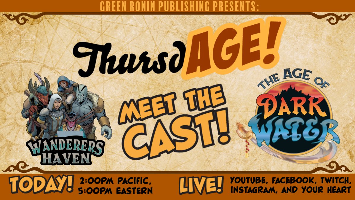KevranGames's tweet photo. Be sure to come and join us TODAY as we sit down with Troy from @GreenRoninPub to discuss all things about our new Age of Dark Water stream!
@steengeek01 @stageoutlaw @_sundanceSid @WHPubs 
https://t.co/2H78ncSzaZ
#AgeofDarkWater #FAGE #ttrpg https://t.co/fucCsfJkP8