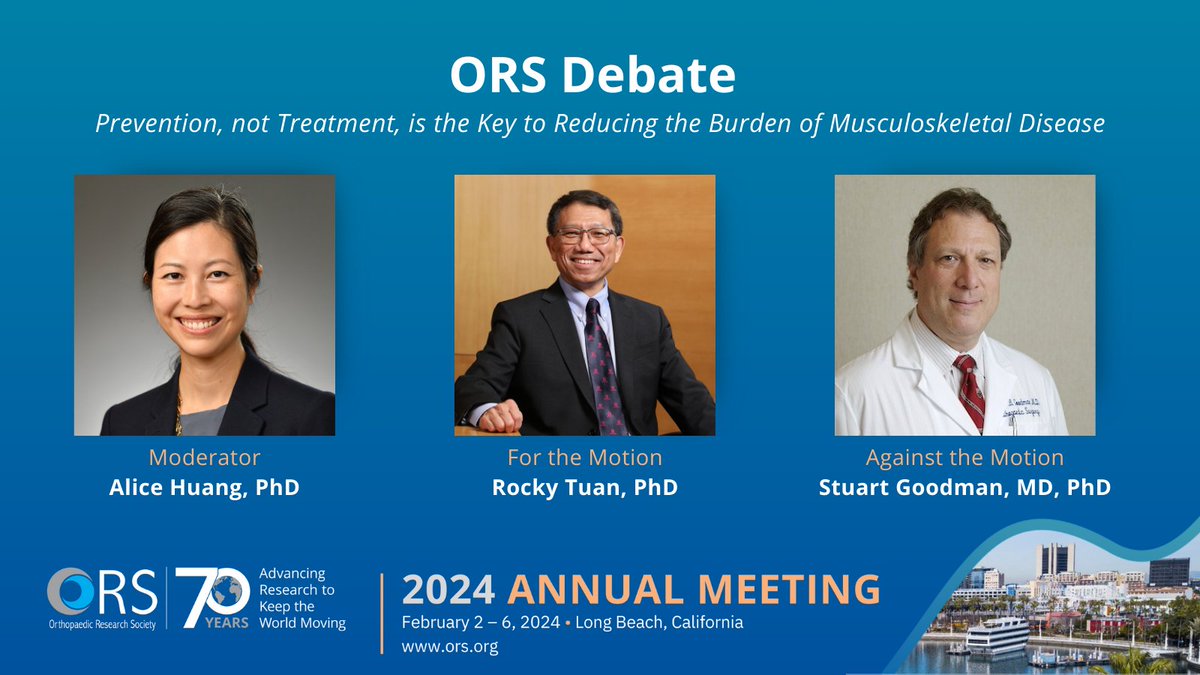 Join us for the ORS Debate on 'Prevention, not Treatment, is the Key to Reducing the Burden of Musculoskeletal Disease' at the ORS 2024 Annual Meeting, Tuesday, February 6 from 12:00 pm – 1:00 pm. ors.org/2024-ors-debat…