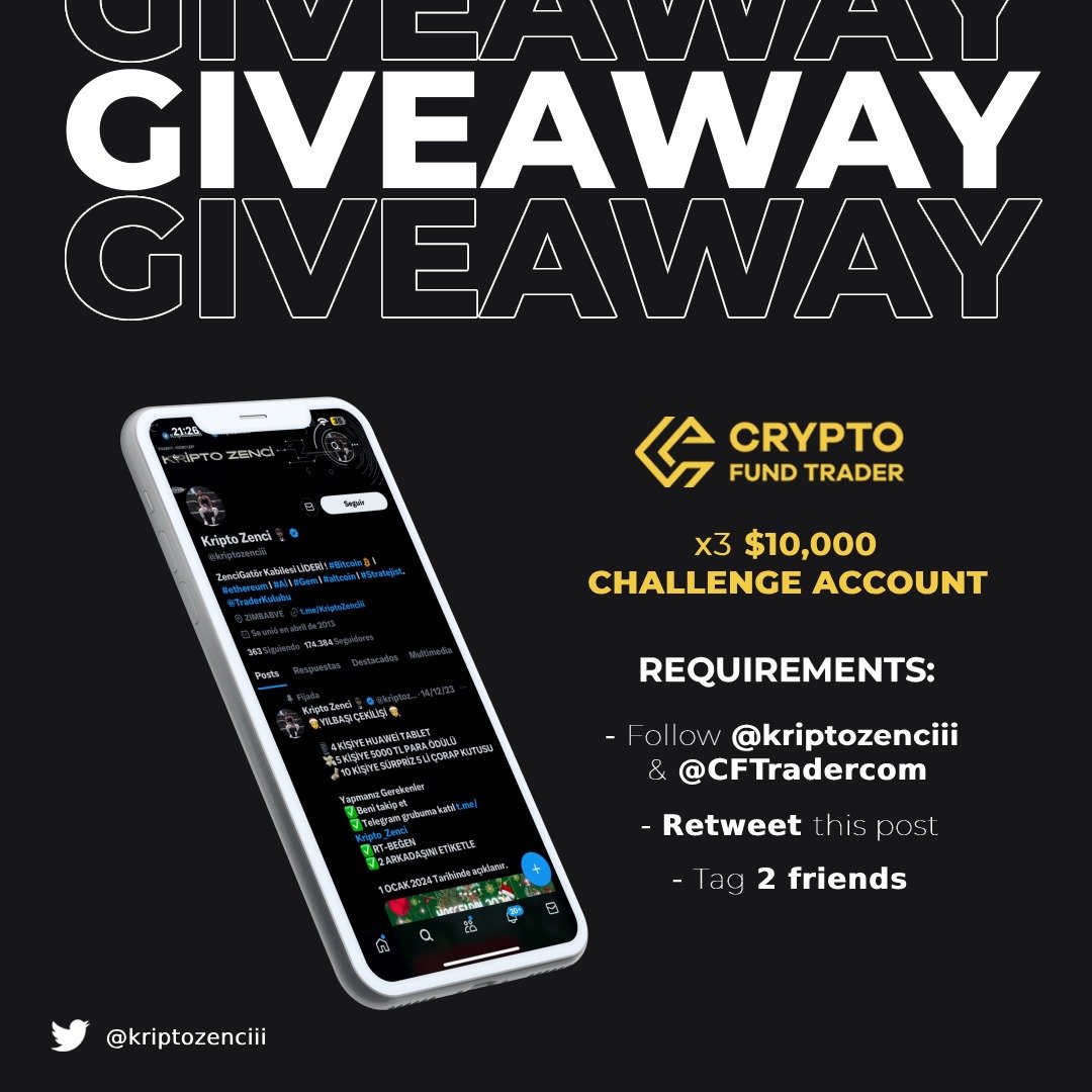 30000$ lık bir çekiliş ile geldim bu sefer Kabilem...

3 Kişiye 10.000$ lık Fon hediye ediyorum.

Yapmanız gerekenler....

<a href="/kriptozenciii/">Kripto Zenci 🤵🏿</a> ve <a href="/CFTradercom/">Crypto Fund Trader</a> sayfasını takip et.

✅RT-BEĞEN 

✅2 Arkadaşını Etiketle.